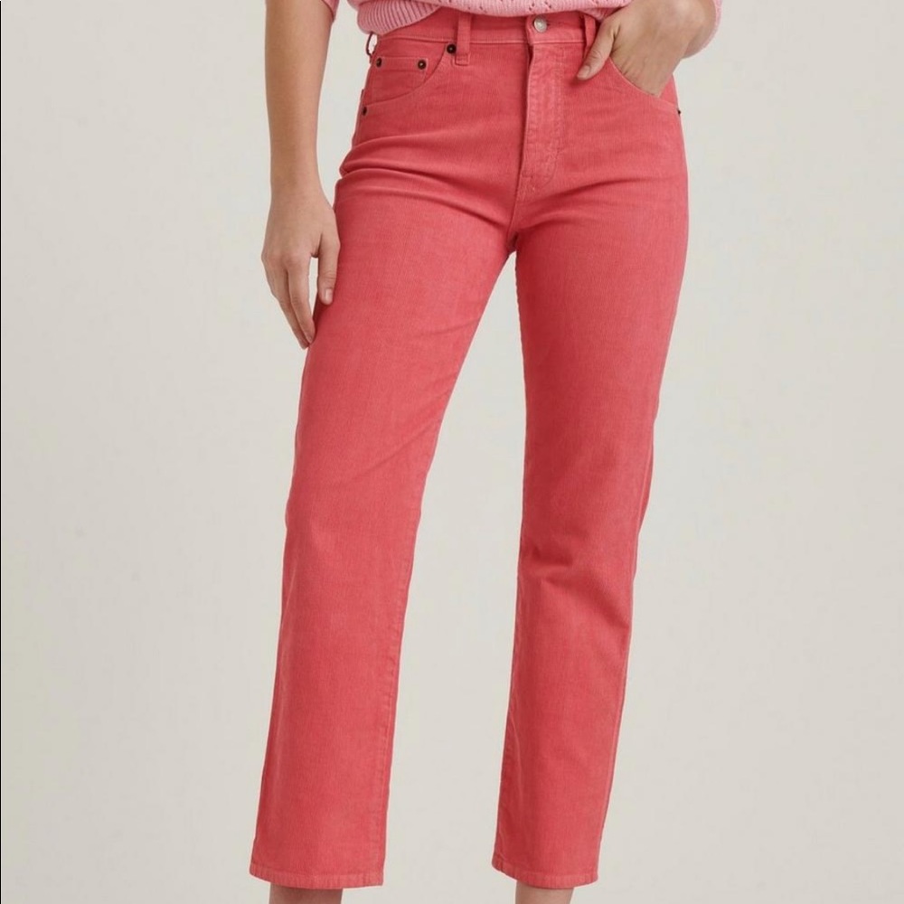Lucky Brand Pink Corduroy Straight Fit High Rise Cropped Pants - Picture 3 of 11